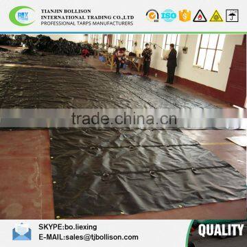 Heavy Duty PVC Vinyl 18oz Flatbed Trailer Tarps/ Lumber Tarps - 24' x 27' (8' Drop & Flap) - 18oz Black Lumber Tarp