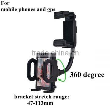 Universal Flexible Gooseneck 360 Degree Rotation Car Rearview Mirror Mount Holder for Iphone 4/4s/5/5s/6/6 Plus and GPS photo-4
