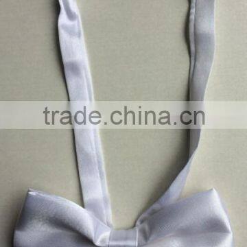 white shiny party plain bow tie