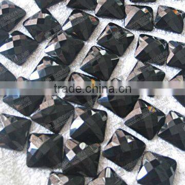 Black onyx faceted cushion cabochon gemstone beads for jewelry making