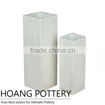 Tall White Cement Flower Planters / Pot