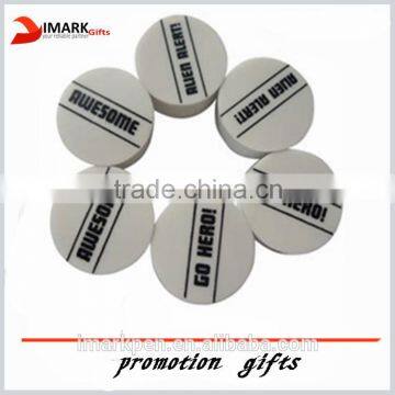 hot selling promotion logo print round shaped pencil eraser