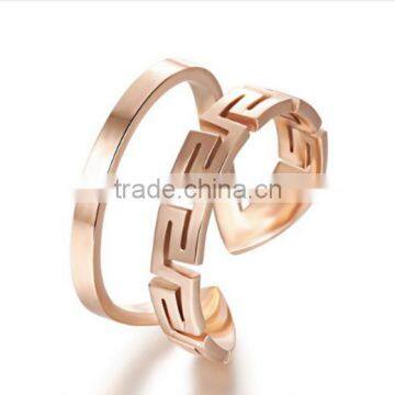 Rose gold plated stainless steel hollow ring fashion women adjustable ring wedding jewelry 6210036