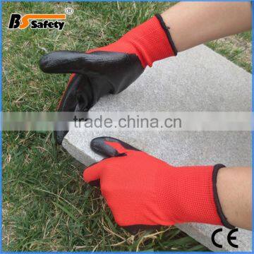 BSSAFETY 13 gauge red nylon dipped black nitrile gloves