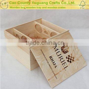 3 bottle wooden wine box