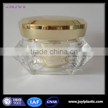 Acrylic Plastic Type And Plastic Cap Material Alastic Cosmetic Jar, Diamond Double Wall Face Cream Jar Container