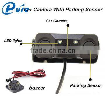 Car reverse camera 3 in 1 waterproof car parking sensor system