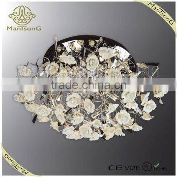 Chrome Plated G4 LED Crystal Lighting White Ceramic Rose Ceiling light