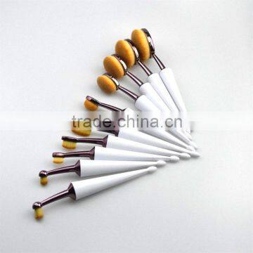 10pcs Pro Makeup Brushes Set Oval Tooth Brush Shape Cream Power Cosmetic Puff Power Make Up Toothbrush Beauty Tools Gold Silver photo-3