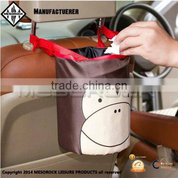 Creative design multifunctional portable auto hanging bag folding cartoon car trash bin