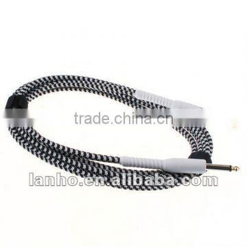 3M 10FT Guitar Cable Black & White Cloth Braided Tweed Cord