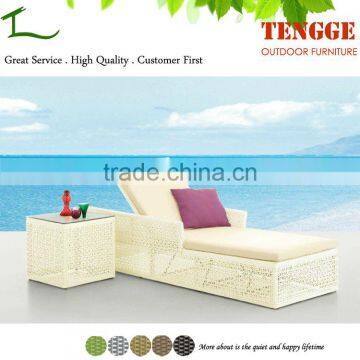 2 Piece Outdoor Daybed Lounger Rattan Wicker Beach Folding Lounger