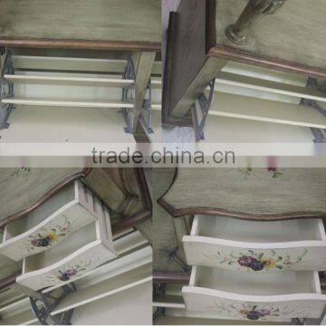 BISINI Handpainting Chair With Telephone Table, Solid Wood Shoe Changing Chair With Storage Cabinet (BF01-X1190) photo-4