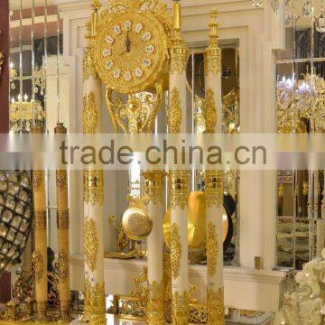 Antique 3 Meters Grandfather Clock, Luxury 24K Gold Copper Standing Clock, Home Decorative Grandfather Clock photo-2