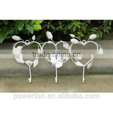 POWERLON Romantic lovng heart metal wall hook home decoration cream color