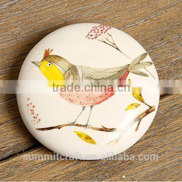 Bird Pattern Round Shape White Ceramic Fridge Magnet photo-4