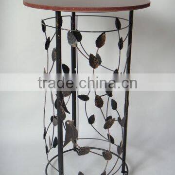 RH-4648 Metal Circle Motif Accent End Table or Wood Top Bird Barrel Round Sofa Side Table photo-3