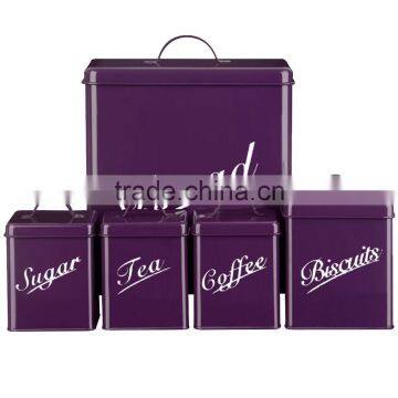 Food Grade Kitchen Square Metal Storage Canisters Set Bread Box Coffee Tea Biscuit Sugar Tin Jar photo-2