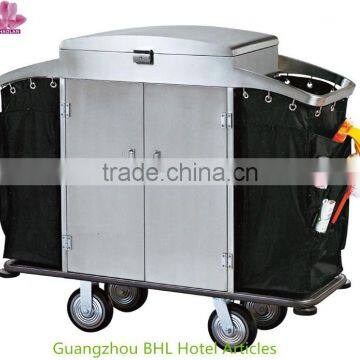 Stainless steel housekeeping trolley cleaning cart for hotel