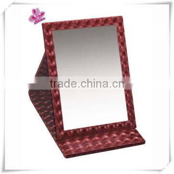 Hot Sales! Christmas Gift Vintage Red Leather Cosmetic Mirror WJ-10(PW-51), Portable Makeup Table Mirror,folding Pocket Mirror photo-2