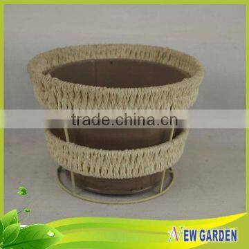 Garden Wholesale Rattan Woven Metal Frame Outdoor Oval Planter Flower Pots photo-6