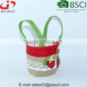 New Design With Felt Strawberry Decorative Jute Planter Pot Cover photo-3