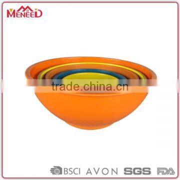 China manufacturer wholesale assorted colors different sizes modern plastic mixing bowl, melamine mixing bowl set