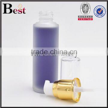 50ml High Grade China Empty Frosted Glass Bottle With Gold Aluminum Pump Pet Cover for Lotion Cosmetic Packaging photo-3