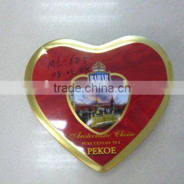 Heart shaped Tin Box for Green Tea Packing, Heart Tin