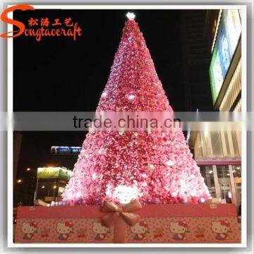 2015 New Product Guangzhou Giant Pvc Led Lighted Pink Christmas Tree Ornament Pine Needle Trees Festival Decoration photo-2