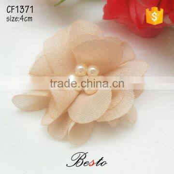 Chearp vintage pearl center beige chiffon flower for headband