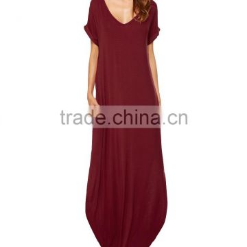 Guangzhou Clothing OEM Red Pocket Split Dress Pictures Of Latest Elegant Designs