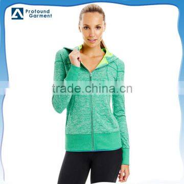 fashion yoga clothing women plain zip up fitness hoodie