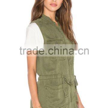 Best Selling Lady Tencel and Linen-blend Cheap Military Vests photo-3