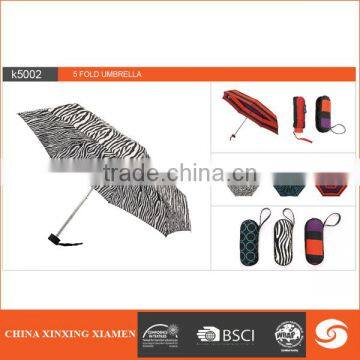 paper printing pogee Supper Light Eva Case 5 Fold Umbrella For Outdoor