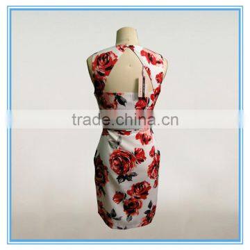 Latest Dress Patterns Ladies Casual Floral Print Dress With Waist Belt2016 photo-3