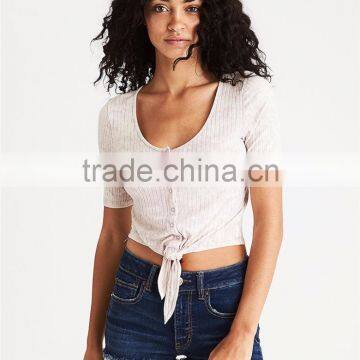 MGOO Top Quality Scoop Neck Blank Front Button Tops Sexy Women Fitness Ribbed Knitted Tank Top photo-3