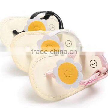 2017 Cute Pink Baby Girl Cool Sandals Kid Shoes Baby Girl Summer Black Child Shoes White Flower Casual Beach Party Shoe photo-2