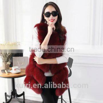 Hot Sale Real Short Fox Fur Vest Luxury Brand Women Outwear Coat Jacket Natural Fox Fur Vest Waistcoat Genuine Fox Fur Gilet photo-5