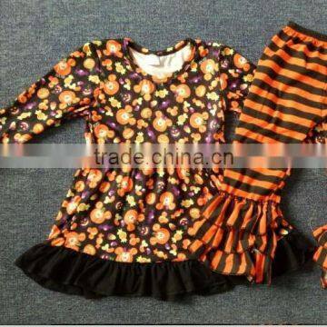 Boutique children halloween clothes pearl tunic and stripe litter kids halloween outfits