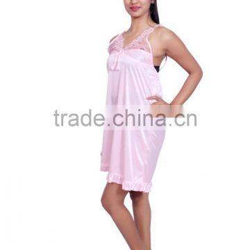 Women Night Wear Fabric Satin Pink photo-4