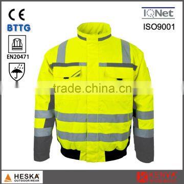 High Visibility 3M 8906 Waterproof Pilot Coat hi Vis Wear Safety Bomber Jacket photo-3