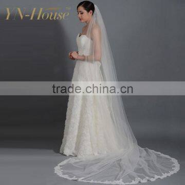Beautiful Wedding Veil With Eyelash Lace Trim photo-3