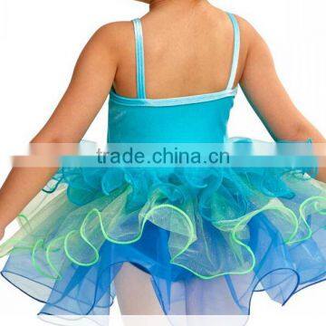 2017 Hot !-baby Blue Spandex Leotard Attached Pancake Tutu -blue Glitter Tulle Kids Perforance Dress photo-2