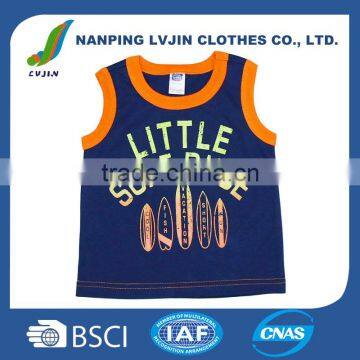 100% cotton t shirt for children,print cartoon sleeveless t shirt kids boys vest,customized baby clothes