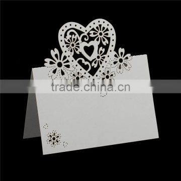 Paper Wedding Party Name Place Cards Heart Hollow Silvery White