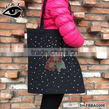 2017 Rhinestone Transfer Canvas Bag Cotton Canvas Shoulder Tote Shopping Bags With Logos photo-2