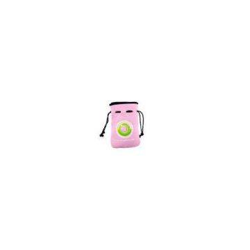 Small Pink Color Strap Neoprene Pouch, Impact protect bag for pad computer, mobile phone