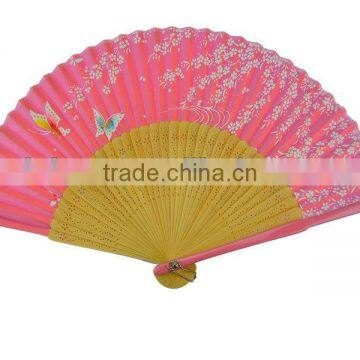 Best Seller Gift Bamboo Fans,Fancy Bamboo Nylon Silk Foldable Hand Fans for Crafts Wholesale