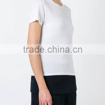 Oem Short Sleeve O Neck Blank Plain T Shirts Clothes for Women,Womens Pure White Cotton Plain T-Shirts for Printing photo-4